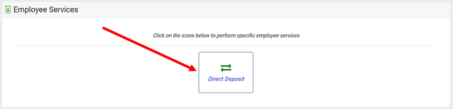 Arrow pointing to Direct Deposit link